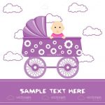 Abstract Baby in Purple Trolley with Sample Text